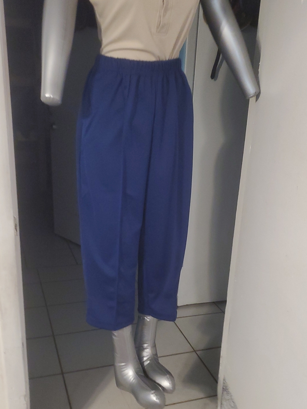 Elastic Waist Royal Blue Cropped Pants